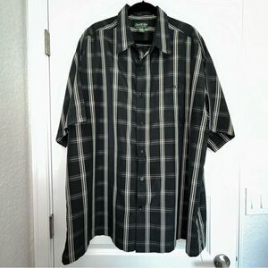 David Taylor Luxury Microfiber Plaid Print Button Front Short Sleeve Shirt